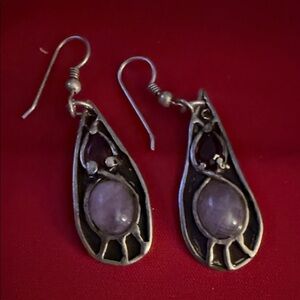 Elegant Silver and Purple Drop Earrings